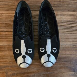 Marc Jacobs Black and Silver Dog Flats